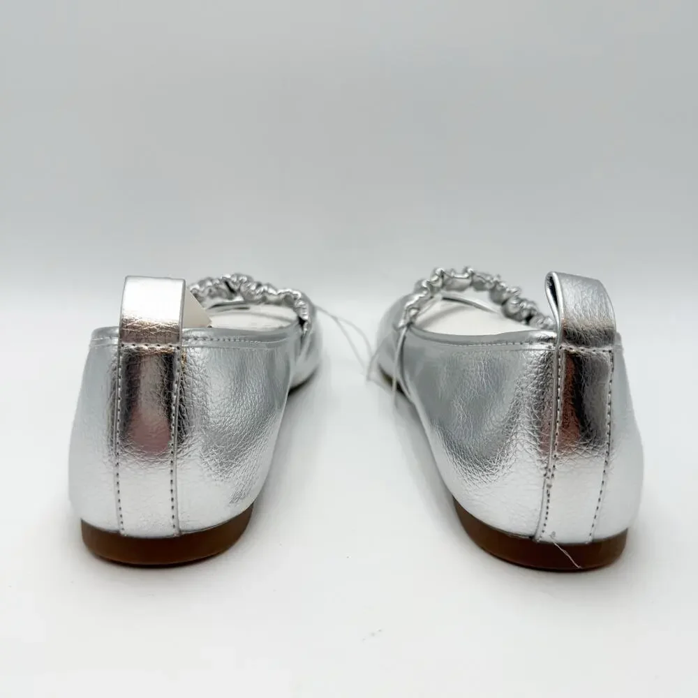 MIA Womens Uliana Ballet Flats Size 8 M EU 38.5 Silver Leather NWOB